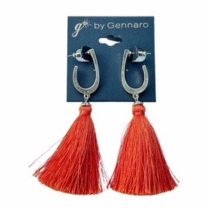 Gennaro orange tassel earrings with brushed gold-tone metal